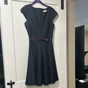 Nine West Black/dark denim colored Belted Dress